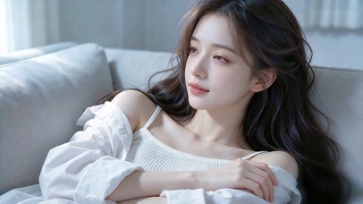 慵懒时光的温柔少女