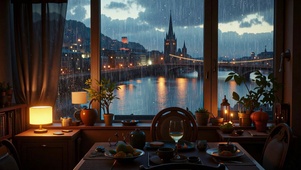 【雨景】雨中的晚餐