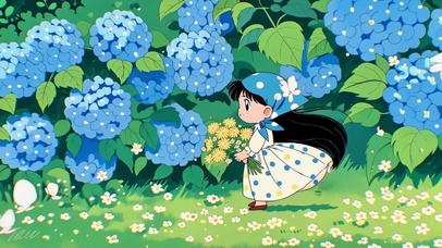 花园里的采花少女