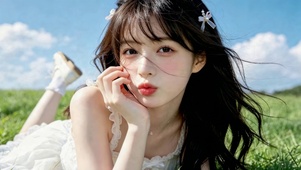 草地清纯少女