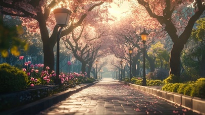 樱花公园静谧温馨午后