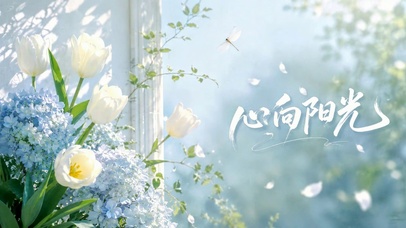 心向阳光清新治愈花景