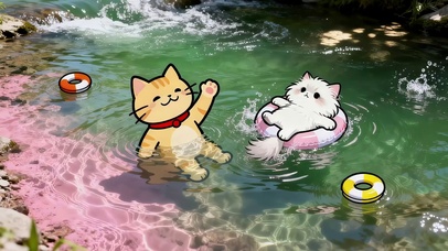 溪水玩耍的猫咪