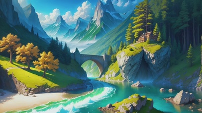 郊外唯美山川河流美景