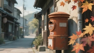 秋日古镇枫叶街道邮箱