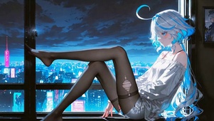 赛博都市窗边少女芙宁娜