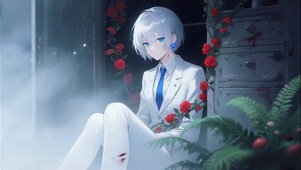 废墟西装少女