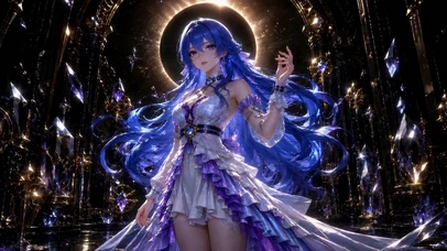 蓝发梦幻水晶美少女