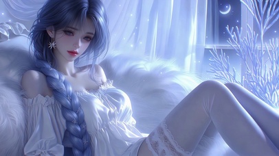月夜蓝发少女
