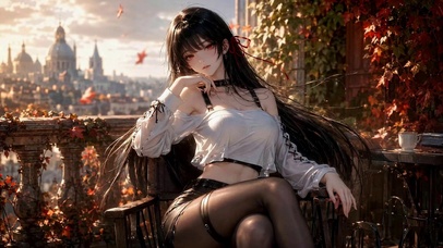 秋日露台少女
