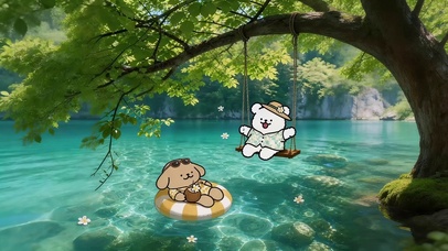 湖边荡秋千线条狗