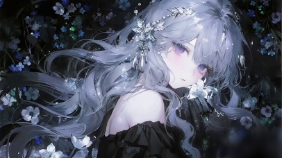 夜花园银发少女