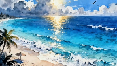 白云树木海景