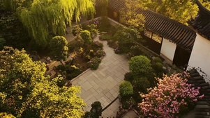 静谧午后苏式园林庭院