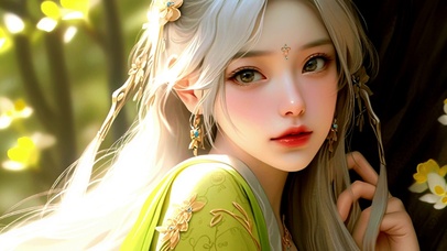 清新古风银发美女