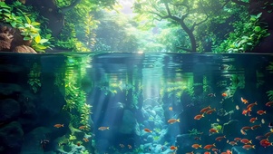 绿色峡谷水潭小鱼