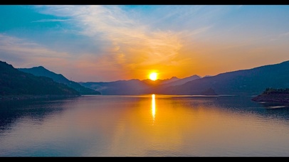 4K落日太阳下山夕阳湖面唯美