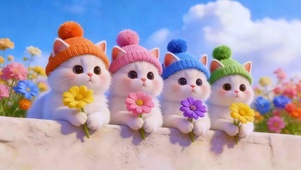 排排坐的可爱猫