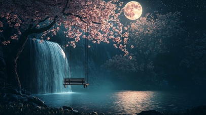 夜晚湖水
