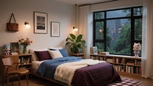 【雨景】雨夜的温馨卧室