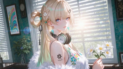 百叶窗下的蓝瞳少女琳奈