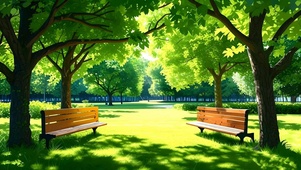 绿色护眼树荫长椅