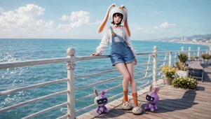 海边兔耳少女