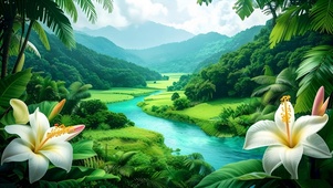 绿色护眼溪流山水