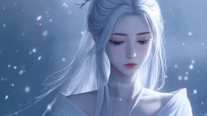 清寒白发飘雪女神