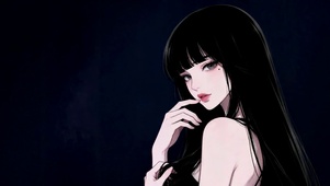 暗调冷艳黑发美少女