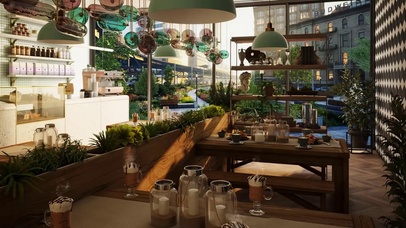 春天的早晨咖啡厅