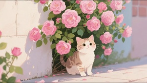 可爱猫咪和花花