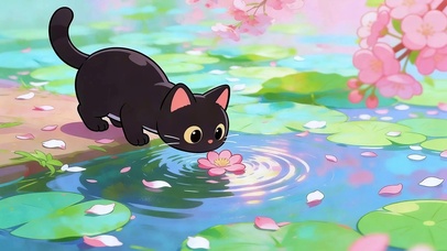 溪边 黑猫