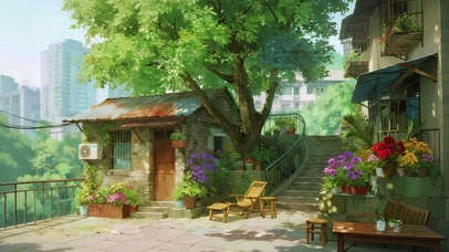 绿色插画风景