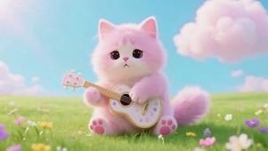 忧伤的弹琴小猫