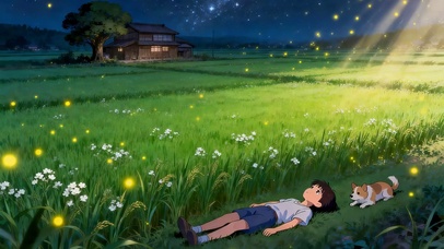 仲夏之夜稻田