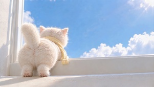 窗边围巾猫咪