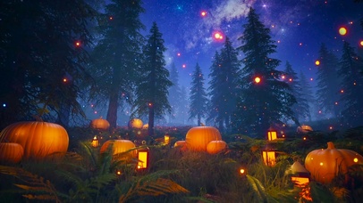 夜晚萤火虫树林