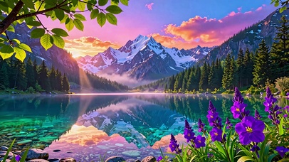山湖晚晖