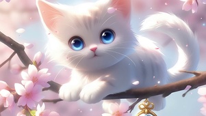 樱树上的猫咪