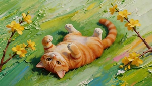 油画风软萌橘猫