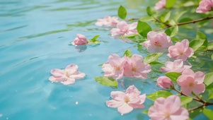小清新湖面花朵