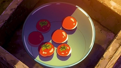 夕阳下的番茄滴水