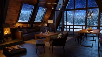 温馨的雪天房间