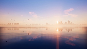唯美夕阳城市
