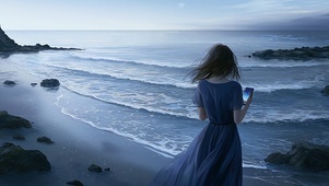 海边孤独感美女
