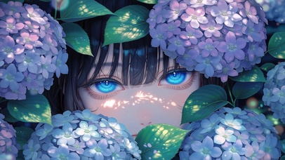 绣球花女孩高清4k