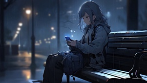 看手机的女孩