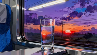 列车窗外的晚霞