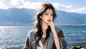 洱海海边美女